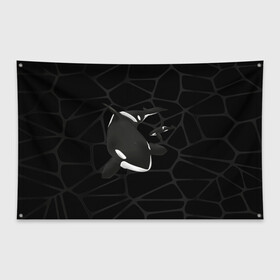 Флаг-баннер с принтом Косатки в Белгороде, 100% полиэстер | размер 67 х 109 см, плотность ткани — 95 г/м2; по краям флага есть четыре люверса для крепления | whale | кит | косатка | косатки | морские