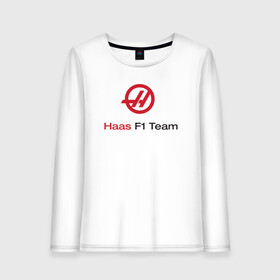 Женский лонгслив хлопок с принтом Haas F1 Team в Белгороде, 100% хлопок |  | f1 | haas | грожан | магнуссен | мазепин | ф1 | феррари | формула 1 | хаас
