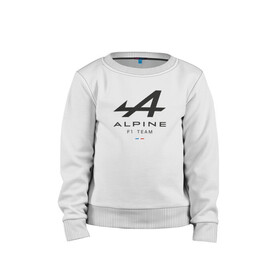 Детский свитшот хлопок с принтом Alpine F1 team в Белгороде, 100% хлопок | круглый вырез горловины, эластичные манжеты, пояс и воротник | alpine | f1 | renault | team | рено | ф1 | фернандо алонсо | формула 1