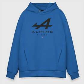 Мужское худи Oversize хлопок с принтом Alpine F1 team в Белгороде, френч-терри — 70% хлопок, 30% полиэстер. Мягкий теплый начес внутри —100% хлопок | боковые карманы, эластичные манжеты и нижняя кромка, капюшон на магнитной кнопке | alpine | f1 | renault | team | рено | ф1 | фернандо алонсо | формула 1