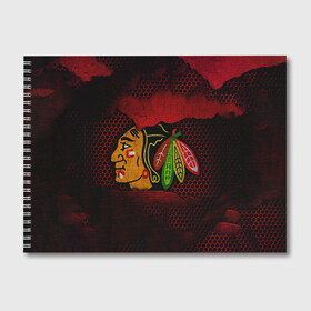 Альбом для рисования с принтом CHICAGO NHL в Белгороде, 100% бумага
 | матовая бумага, плотность 200 мг. | Тематика изображения на принте: blackhawks | chicago | iron | logo | nhl | red | sport | usa | блэкхоукс | железо | логотип | нхл | сетка | спорт | сша | хоккей | чикаго