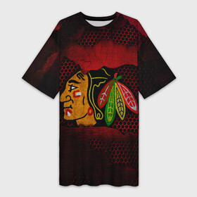 Платье-футболка 3D с принтом CHICAGO NHL в Белгороде,  |  | blackhawks | chicago | iron | logo | nhl | red | sport | usa | блэкхоукс | железо | логотип | нхл | сетка | спорт | сша | хоккей | чикаго