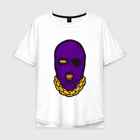 Мужская футболка хлопок Oversize с принтом DaBaby Purple Mask в Белгороде, 100% хлопок | свободный крой, круглый ворот, “спинка” длиннее передней части | gangster | golden | mask | music | rappers
