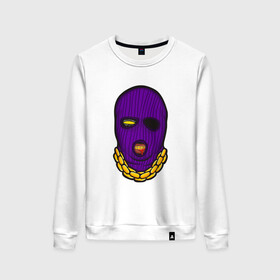 Женский свитшот хлопок с принтом DaBaby Purple Mask в Белгороде, 100% хлопок | прямой крой, круглый вырез, на манжетах и по низу широкая трикотажная резинка  | gangster | golden | mask | music | rappers