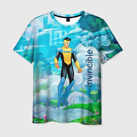Мужская футболка 3D с принтом Неуязвимый (Invincible) в Белгороде, 100% полиэфир | прямой крой, круглый вырез горловины, длина до линии бедер | damien darkblood | invincible | superman | марк грэйсон | мультсериал | неуязвимый | супергерой