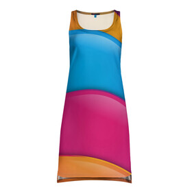 Платье-майка 3D с принтом Candy rainbow в Белгороде, 100% полиэстер | полуприлегающий силуэт, широкие бретели, круглый вырез горловины, удлиненный подол сзади. | 3d | 3д | sport | абстракция | линии | паттерн | соты | спортивный стиль | текстуры