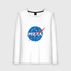 Женский лонгслив хлопок с принтом NASA Pizza в Белгороде, 100% хлопок |  | mars | moon | nasa | астероид | астронавт | астрономия | вселенная | гагарин | галактика | земля | илон | комета | космонавт | космос | луна | марс | маск | наса | небо | нло | пицца | планета | пришелец | ракета