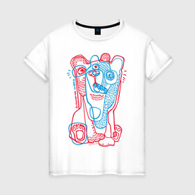 Женская футболка хлопок с принтом bipolar bear в Белгороде, 100% хлопок | прямой крой, круглый вырез горловины, длина до линии бедер, слегка спущенное плечо | acid | bears | glitch | illusion | pole | иллюзия | кислота | медведи | полюс