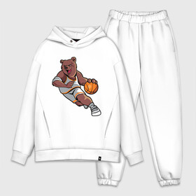 Мужской костюм хлопок OVERSIZE с принтом Медведь в Белгороде,  |  | art | ball | basketball | bear | sport | арт | баскетбол | медведь | мишка | мяч | спорт