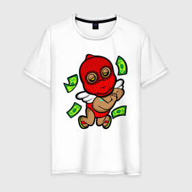 Мужская футболка хлопок с принтом Денежная фея в Белгороде, 100% хлопок | прямой крой, круглый вырез горловины, длина до линии бедер, слегка спущенное плечо. | gangster | glo gang | money | music | red mask | фея