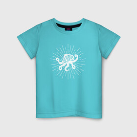Детская футболка хлопок с принтом Осьминог Octopus в Белгороде, 100% хлопок | круглый вырез горловины, полуприлегающий силуэт, длина до линии бедер | cute | octopus | милый | осьминог | осьминожка | щупальца