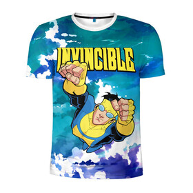 Мужская футболка 3D спортивная с принтом Invincible Mark Grayson в Белгороде, 100% полиэстер с улучшенными характеристиками | приталенный силуэт, круглая горловина, широкие плечи, сужается к линии бедра | invincible | mark grayson | летит | марк грейсон | мультсериал | небо | неуязвимый | облака | супергерой