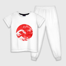 Детская пижама хлопок с принтом Волна в Канагаве в Белгороде, 100% хлопок |  брюки и футболка прямого кроя, без карманов, на брюках мягкая резинка на поясе и по низу штанин
 | Тематика изображения на принте: аниме | бамбук | большая волна в канагаве | волна | красный | солнце | япония