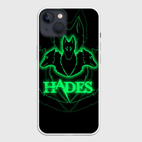 Чехол для iPhone 13 с принтом Hades в Белгороде,  |  | hades | roguelike | бесконечные круги ада | волки | зелёные | компьютерная игра | светящиеся | эмблема