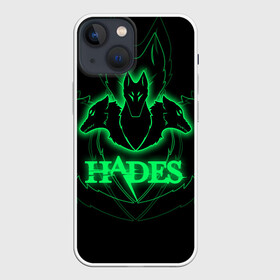 Чехол для iPhone 13 mini с принтом Hades в Белгороде,  |  | hades | roguelike | бесконечные круги ада | волки | зелёные | компьютерная игра | светящиеся | эмблема