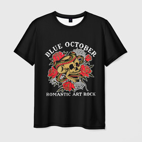 Мужская футболка 3D с принтом Blue October в Белгороде, 100% полиэфир | прямой крой, круглый вырез горловины, длина до линии бедер | alternative | art | blue october | indie | justin furstenfeld | rock | romantic | texas | печальный октябрь | рок | романтика