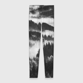 Леггинсы 3D с принтом ТУМАННЫЙ ЛЕС  МРАЧНЫЙ ЛЕС в Белгороде, 80% полиэстер, 20% эластан | Эластичный пояс, зауженные к низу, низкая посадка | tegunvteg | деревья | ели | лес | мрачный | природа | туман | туманный