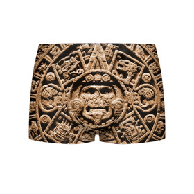 Мужские трусы 3D с принтом Ацтекский Календарь в Белгороде, 50% хлопок, 50% полиэстер | классическая посадка, на поясе мягкая тканевая резинка | aztec | calendar | ацтеки | календарь | майя