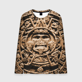 Мужской лонгслив 3D с принтом Ацтекский Календарь в Белгороде, 100% полиэстер | длинные рукава, круглый вырез горловины, полуприлегающий силуэт | aztec | calendar | ацтеки | календарь | майя
