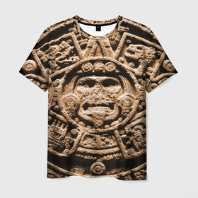 Мужская футболка 3D с принтом Ацтекский Календарь в Белгороде, 100% полиэфир | прямой крой, круглый вырез горловины, длина до линии бедер | aztec | calendar | ацтеки | календарь | майя