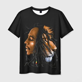 Мужская футболка 3D с принтом БОБ МАРЛИ в Белгороде, 100% полиэфир | прямой крой, круглый вырез горловины, длина до линии бедер | bob | face | jamaica | lion | marley | reggae | боб | дреды | лев | лицо | марли | музыка | портрет | регги | ямайка