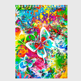 Скетчбук с принтом ЯРКИЕ КРАСКИ в Белгороде, 100% бумага
 | 48 листов, плотность листов — 100 г/м2, плотность картонной обложки — 250 г/м2. Листы скреплены сверху удобной пружинной спиралью | Тематика изображения на принте: butterfly | color | flower | rainbow | summer | бабочки | брызги | краски | лето | радуга | цвета | цветы