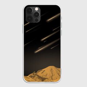 Чехол для iPhone 12 Pro Max с принтом Звездопад в Белгороде, Силикон |  | art | black | orange | print | абстракция | горы | звёзды | ночь