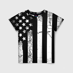 Детская футболка 3D с принтом ЗВЕЗДНО-ПОЛОСАТЫЙ в Белгороде, 100% гипоаллергенный полиэфир | прямой крой, круглый вырез горловины, длина до линии бедер, чуть спущенное плечо, ткань немного тянется | america | black | dark | flag | graffiti | star | usa | white | америка | белый | граффити | звезды | полосы | ретро | стена | сша | флаг | черный