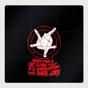 Магнитный плакат 3Х3 с принтом КОТ САТАНЫ в Белгороде, Полимерный материал с магнитным слоем | 9 деталей размером 9*9 см | blood | cat | dark | devil | evil | lord | satan | дьявол | зло | кот | котик | котэ | лорд | пентаграмма | пушистый | сатана | темный