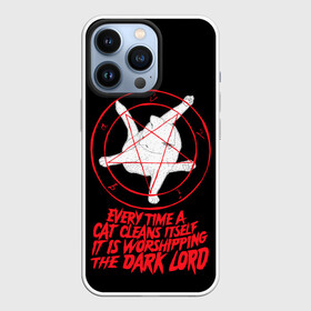 Чехол для iPhone 13 Pro с принтом КОТ САТАНЫ в Белгороде,  |  | Тематика изображения на принте: blood | cat | dark | devil | evil | lord | satan | дьявол | зло | кот | котик | котэ | лорд | пентаграмма | пушистый | сатана | темный
