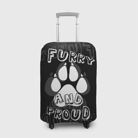 Чехол для чемодана 3D с принтом Furry proud в Белгороде, 86% полиэфир, 14% спандекс | двустороннее нанесение принта, прорези для ручек и колес | furry | антропоморфные животные | лапа | логотип | отпечаток | пушистый гордый | фурри | эмблема