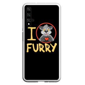 Чехол для Honor 20 с принтом I love furry в Белгороде, Силикон | Область печати: задняя сторона чехла, без боковых панелей | Тематика изображения на принте: furry | i love furry | антропоморфные животные | волк | зверь | люди   животные | сердце | фурри | я люблю фурри