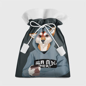 Подарочный 3D мешок с принтом Furry fox в Белгороде, 100% полиэстер | Размер: 29*39 см | Тематика изображения на принте: furry | furry fox | антропоморфное животное | животные | зверь | капюшон | кофе | лиса | фурри | человек