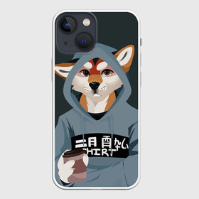 Чехол для iPhone 13 mini с принтом Furry fox в Белгороде,  |  | furry | furry fox | антропоморфное животное | животные | зверь | капюшон | кофе | лиса | фурри | человек