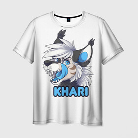 Мужская футболка 3D с принтом Furry wolf Khari в Белгороде, 100% полиэфир | прямой крой, круглый вырез горловины, длина до линии бедер | Тематика изображения на принте: furry | khari | антропоморфное животное | волк | животные | зверь | фурри | человек