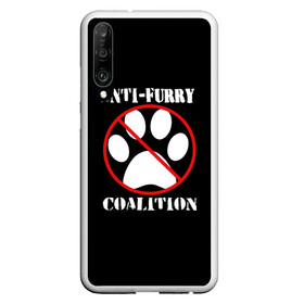 Чехол для Honor P30 с принтом Anti-Furry coalition в Белгороде, Силикон | Область печати: задняя сторона чехла, без боковых панелей | Тематика изображения на принте: anti furry | coalition | furry | антифурри | антропоморфные животные | запрет | зверь | знак | коалиция | фурри | человек животные