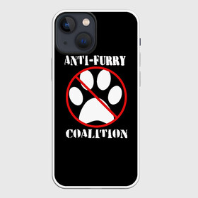 Чехол для iPhone 13 mini с принтом Anti Furry coalition в Белгороде,  |  | Тематика изображения на принте: anti furry | coalition | furry | антифурри | антропоморфные животные | запрет | зверь | знак | коалиция | фурри | человек животные
