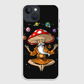 Чехол для iPhone 13 с принтом Космический Гриб Волшебник в Белгороде,  |  | beard | buddha | fly agaric | man | monk | moon | mushroom | old | planets | satellites | solar | space | stars | system | universe | борода | будда | вселенная | гриб | звезды | космос | луна | мухомор | планеты | система | солнечная | спутники |