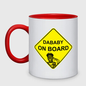 Кружка двухцветная с принтом DaBaby on Board в Белгороде, керамика | объем — 330 мл, диаметр — 80 мм. Цветная ручка и кайма сверху, в некоторых цветах — вся внутренняя часть | dababy | hiphop | music | rap | rapper | rockstar | usa | vinyl | граффити | диджей | мем | микрофон | музыка | рэп | рэпер | сша | хипхоп