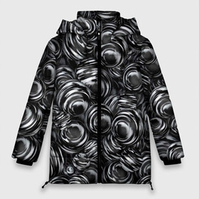 Женская зимняя куртка Oversize с принтом Glossy Balls в Белгороде, верх — 100% полиэстер; подкладка — 100% полиэстер; утеплитель — 100% полиэстер | длина ниже бедра, силуэт Оверсайз. Есть воротник-стойка, отстегивающийся капюшон и ветрозащитная планка. 

Боковые карманы с листочкой на кнопках и внутренний карман на молнии | Тематика изображения на принте: abstraction | background | ball | balls | black | circle | gloss | metal | paint | pattern | reflection | shine | texture | white | абстракция | белый | блеск | глянец | краска | круг | металл | отражение | паттерн | текстура | фон | черный | шар | шары