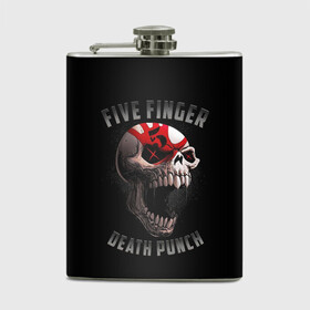 Фляга с принтом Five Finger Death Punch | 5FDP в Белгороде, металлический корпус | емкость 0,22 л, размер 125 х 94 мм. Виниловая наклейка запечатывается полностью | Тематика изображения на принте: 5fdp | america | death | ffdp | finger | five | hard | metal | music | punch | rock | skull | states | united | usa | америка | метал | музыка | рок | сша | хард | череп