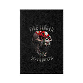 Обложка для паспорта матовая кожа с принтом Five Finger Death Punch | 5FDP в Белгороде, натуральная матовая кожа | размер 19,3 х 13,7 см; прозрачные пластиковые крепления | 5fdp | america | death | ffdp | finger | five | hard | metal | music | punch | rock | skull | states | united | usa | америка | метал | музыка | рок | сша | хард | череп