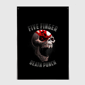 Постер с принтом Five Finger Death Punch | 5FDP в Белгороде, 100% бумага
 | бумага, плотность 150 мг. Матовая, но за счет высокого коэффициента гладкости имеет небольшой блеск и дает на свету блики, но в отличии от глянцевой бумаги не покрыта лаком | 5fdp | america | death | ffdp | finger | five | hard | metal | music | punch | rock | skull | states | united | usa | америка | метал | музыка | рок | сша | хард | череп