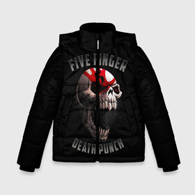 Зимняя куртка для мальчиков 3D с принтом Five Finger Death Punch | 5FDP в Белгороде, ткань верха — 100% полиэстер; подклад — 100% полиэстер, утеплитель — 100% полиэстер | длина ниже бедра, удлиненная спинка, воротник стойка и отстегивающийся капюшон. Есть боковые карманы с листочкой на кнопках, утяжки по низу изделия и внутренний карман на молнии. 

Предусмотрены светоотражающий принт на спинке, радужный светоотражающий элемент на пуллере молнии и на резинке для утяжки | 5fdp | america | death | ffdp | finger | five | hard | metal | music | punch | rock | skull | states | united | usa | америка | метал | музыка | рок | сша | хард | череп