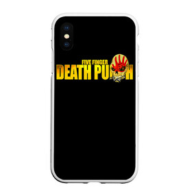 Чехол для iPhone XS Max матовый с принтом FFDP | Five Finger Death Punch в Белгороде, Силикон | Область печати: задняя сторона чехла, без боковых панелей | 5fdp | america | death | ffdp | finger | five | hard | metal | music | punch | rock | skull | states | united | usa | америка | метал | музыка | рок | сша | хард | череп