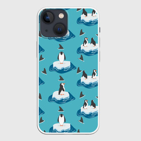 Чехол для iPhone 13 mini с принтом Пингвины в Белгороде,  |  | море | морские | океан | пингвин | пингвинчик | пингвины | плавники акул