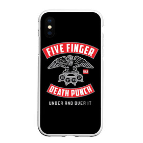 Чехол для iPhone XS Max матовый с принтом Five Finger Death Punch (5FDP) в Белгороде, Силикон | Область печати: задняя сторона чехла, без боковых панелей | 5fdp | america | death | ffdp | finger | five | hard | metal | music | punch | rock | skull | states | united | usa | америка | метал | музыка | рок | сша | хард | череп