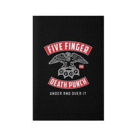 Обложка для паспорта матовая кожа с принтом Five Finger Death Punch (5FDP) в Белгороде, натуральная матовая кожа | размер 19,3 х 13,7 см; прозрачные пластиковые крепления | 5fdp | america | death | ffdp | finger | five | hard | metal | music | punch | rock | skull | states | united | usa | америка | метал | музыка | рок | сша | хард | череп