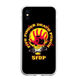 Чехол для iPhone XS Max матовый с принтом Five Finger Death Punch (FFDP) в Белгороде, Силикон | Область печати: задняя сторона чехла, без боковых панелей | 5fdp | america | death | ffdp | finger | five | hard | metal | music | punch | rock | skull | states | united | usa | америка | метал | музыка | рок | сша | хард | череп