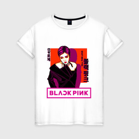 Женская футболка хлопок с принтом Roses в Белгороде, 100% хлопок | прямой крой, круглый вырез горловины, длина до линии бедер, слегка спущенное плечо | black pink | blackpink | pop | блэк пинк | ким дженни | ким джи су | корейцы | лалиса манобан | музыка | поп | попса | розэ